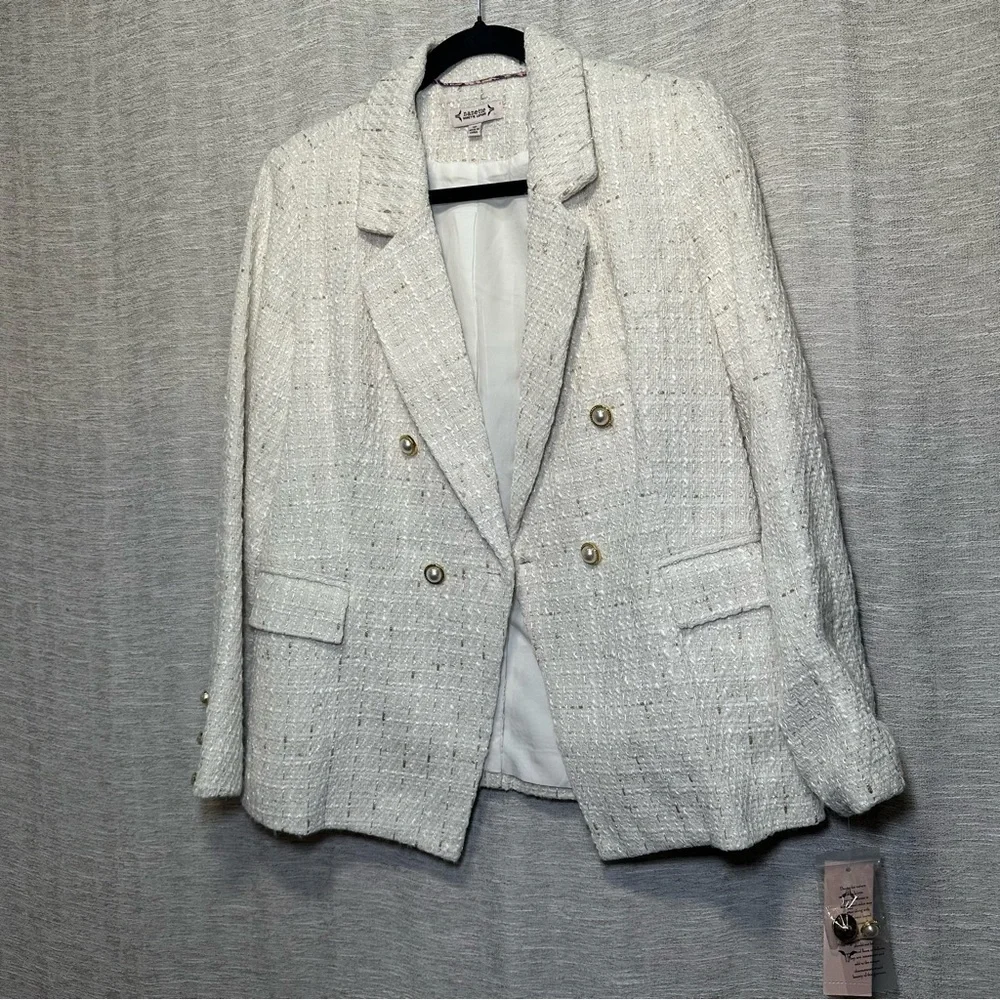 Nanette Lepore Cream Textured Tweed Statement Blazer | Coquette Coastal Grandma - Picture 5 of 16